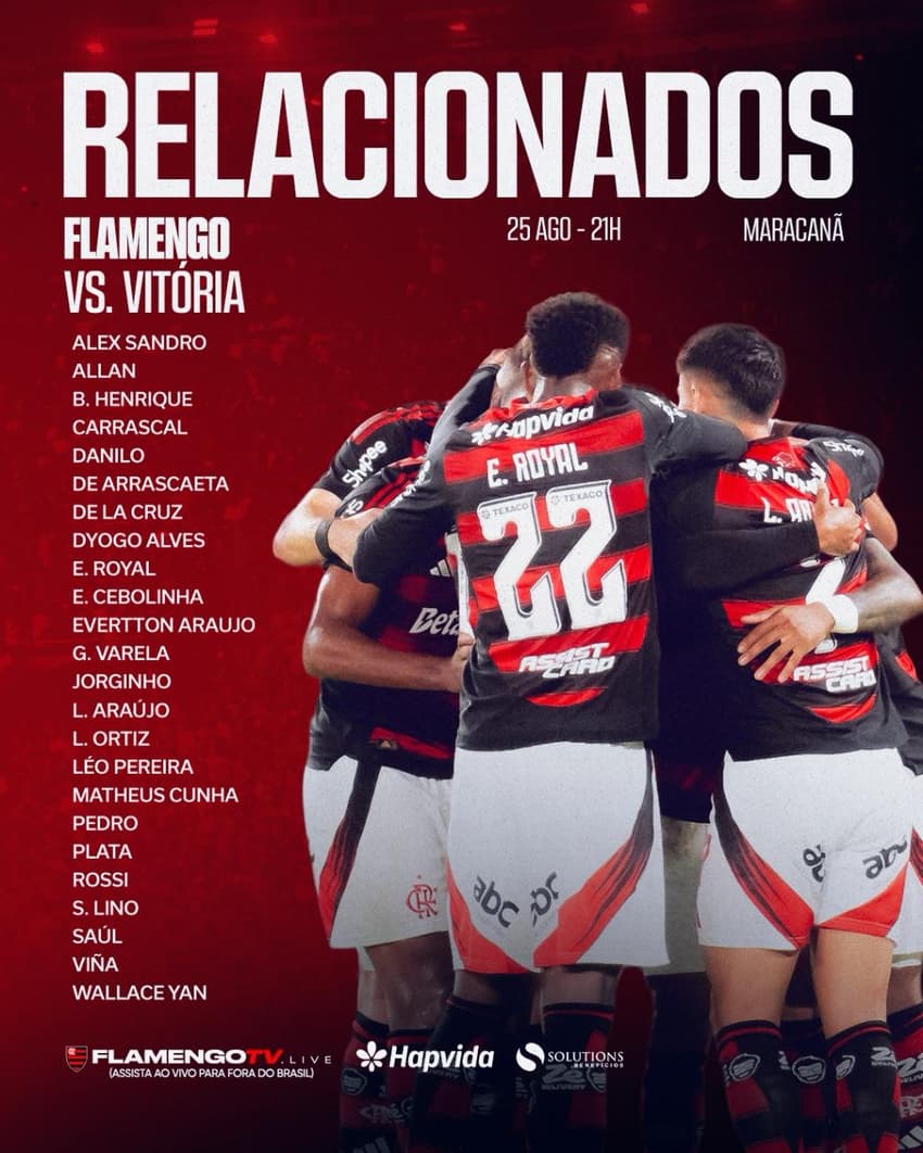 Flamengo relacionados Vitória