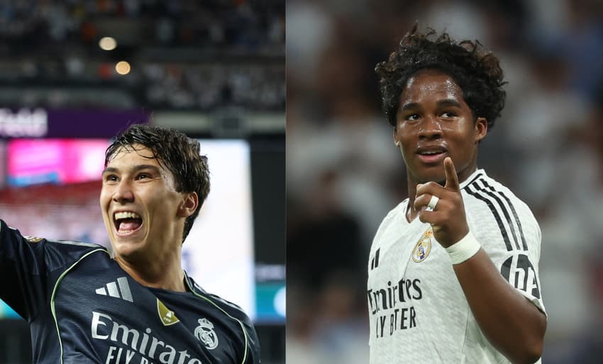 Gonzalo García e Endrick disputam pela camisa 9 do Real Madrid (Foto: Charly Triballeau/AFP | Pierre-Philippe Marcou/AFP)