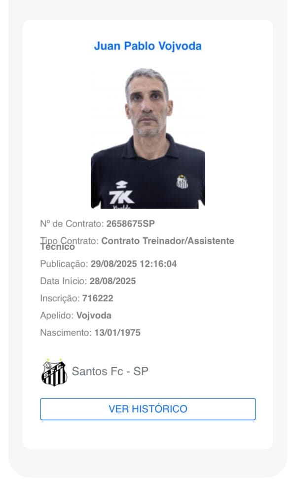Vojvoda é regularizado no BID da CBF. (Foto: Divulgação/ CBF)