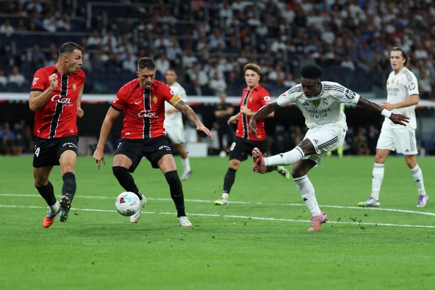 Vini Jr em ação no confronto entre Real Madrid e Mallorca, pela 3ª rodada de La Liga (Foto: Thomas Coex/AFP)