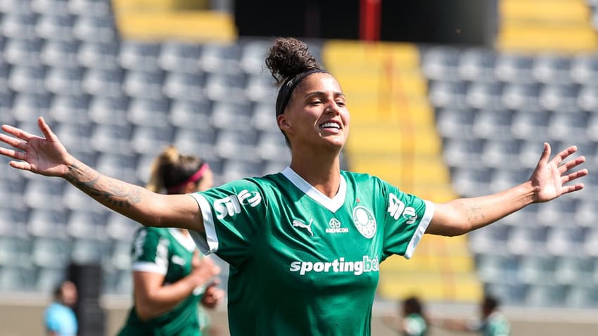 Amanda Gutierres comemora gol marcado contra o Palmeiras. (Foto: Fabio Menotti/Palmeiras)
