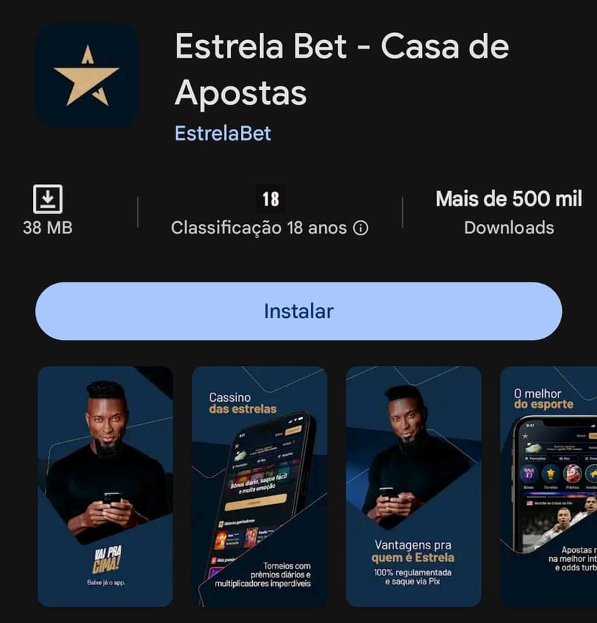 Captura de tela do app Estrela Bet na Play Store.