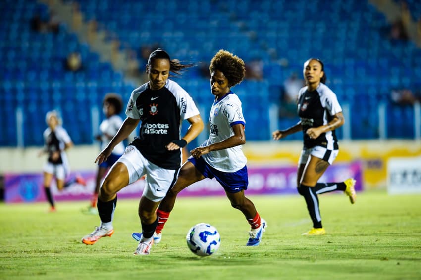 O Corinthians venceu o Bahia por 2 a 1 no jogo de ida das quartas do Brasileirão Feminino. (Foto: Letícia Martins/EC Bahia)
