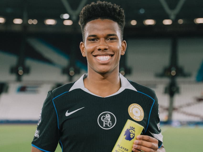 Estêvão foi eleito o melhor jogador da partida entre Chelsea e West Ham, pela Premier League (Foto: Divulgação/Chelsea FC)