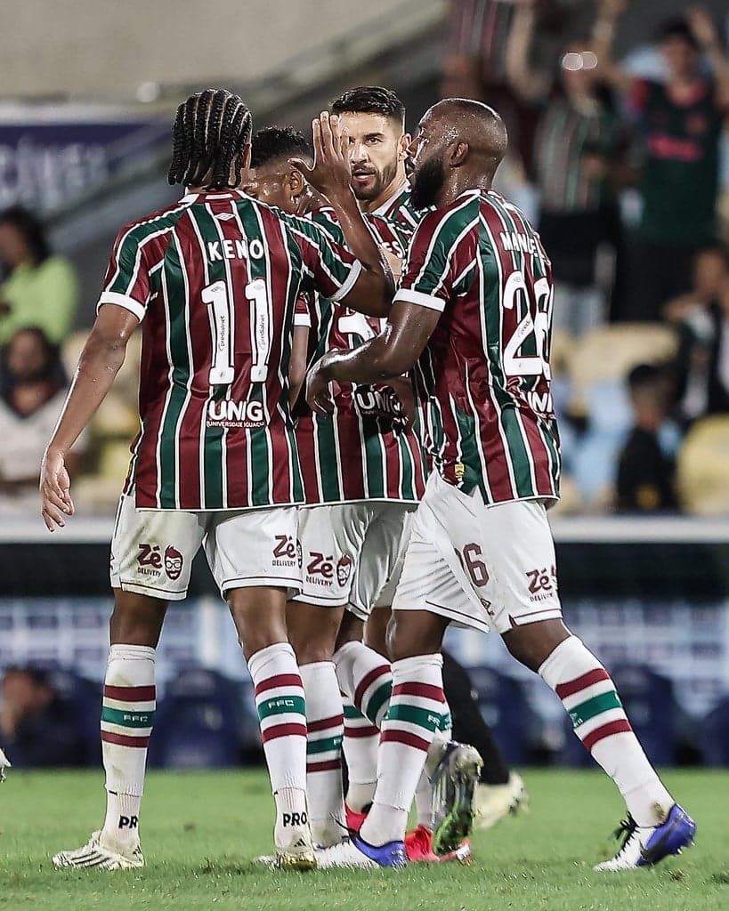 Fluminense comemora gol diante do Grêmio (Foto: Lucas Merçon / Fluminense)