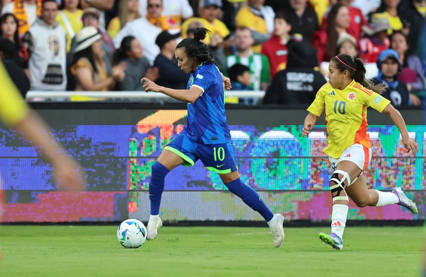 Marta fez dois gols em Brasil x Colômbia. (Foto: Lívia Villas Boas / CBF)