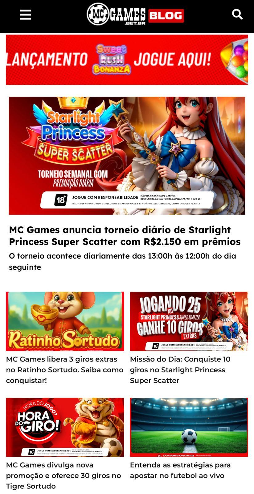 Captura da tela do Blog MC Games.