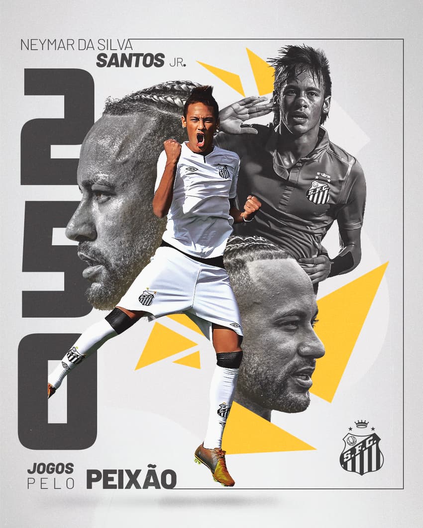 Neymar completa 250 jogos com a camisa do Santos. (Foto: Divulgação/ Santos FC)