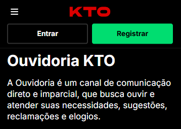 Página da ouvidoria KTO para reclamações e sugestões