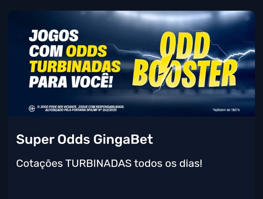  Captura de tela da promoção de SuperOdds esportivas na GingaBet.