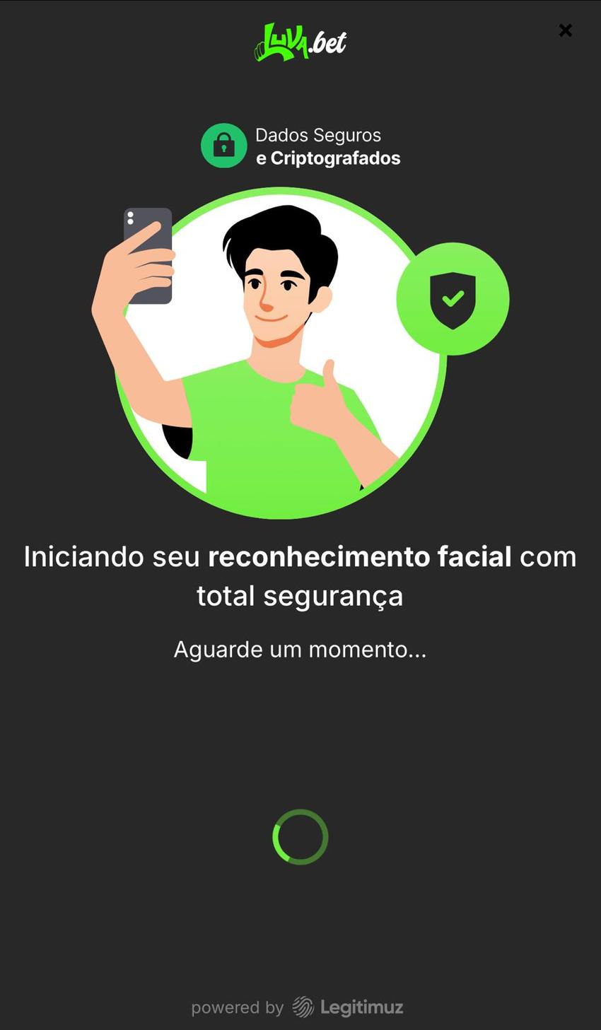 Captura de tela mostra o sistema de verificação de conta na Luva Bet.