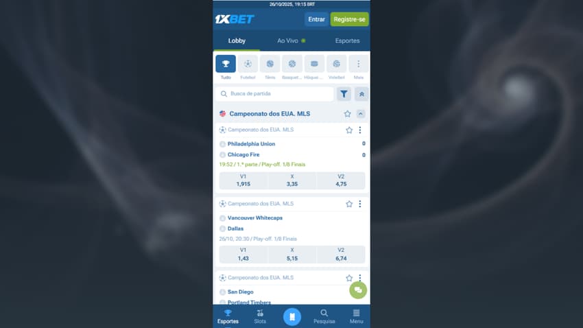 Plataforma nova 1xbet com partidas de futebol na página principal