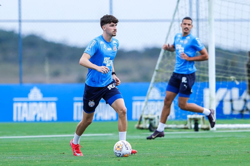 Fredi Lippert e Gabriel Xavier em treino do Bahia (Foto: Rafael Rodrigues / EC Bahia)