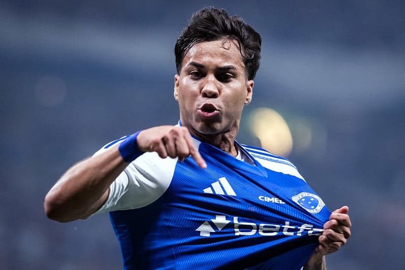 Atacante Kaio Jorge comemora gol contra o Atlético-MG (Foto: Gustavo Aleixo/Cruzeiro)