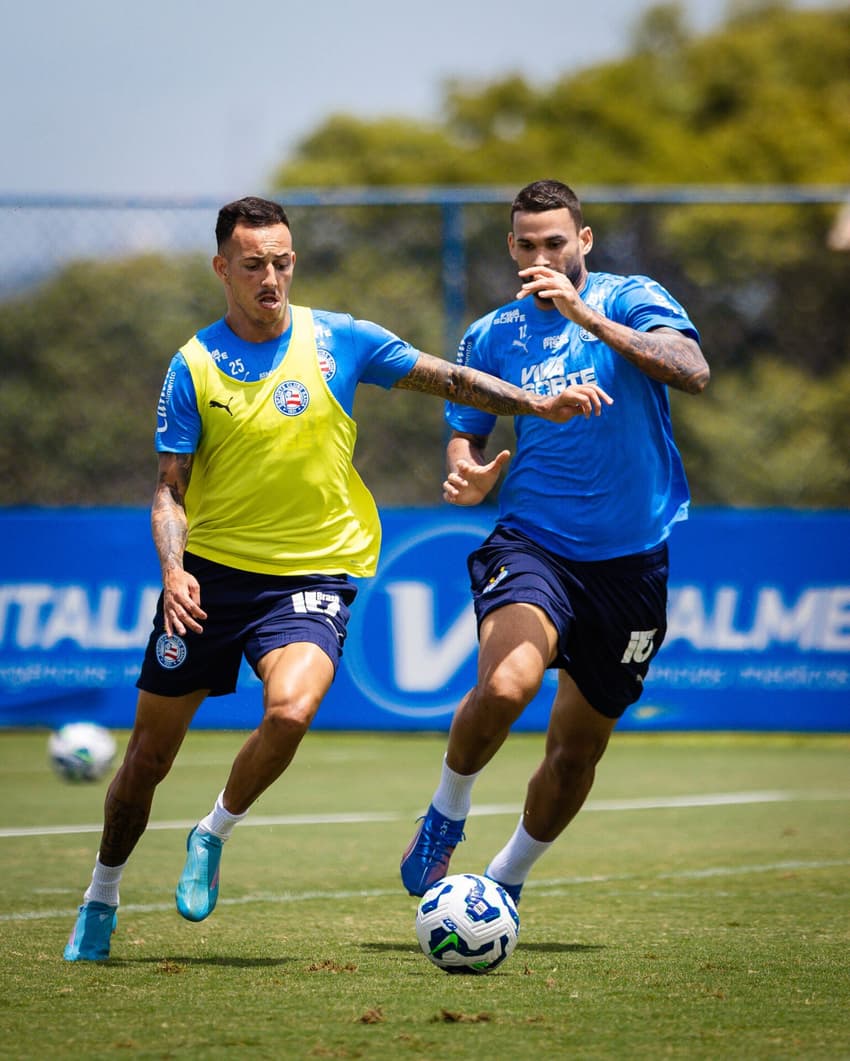Willian José e Iago Borduchi em treino do Bahia (Foto: Letícia Martins/EC Bahia)