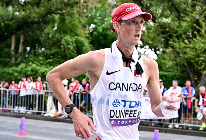 Canada's Evan Dunfee competes in the men's 35km race walk final during the World Athletics Championships in Tokyo on September 13, 2025. (Photo by Yuichi YAMAZAKI / AFP)