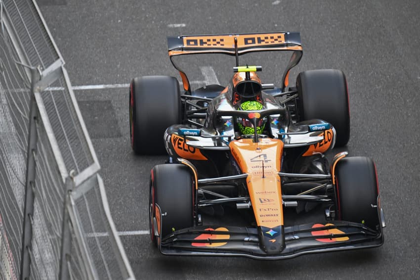 Lando Norris, da McLaren, na classificação para o GP do Azerbaijão, no circuito de Baku (Foto: Alexander Nemenov / AFP)