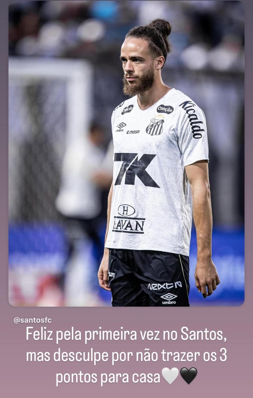 Billal se pronuncia nas redes sociais após empate do Santos diante do Red Bull Bragantino. (Foto: Divulgação/ Instagram)
