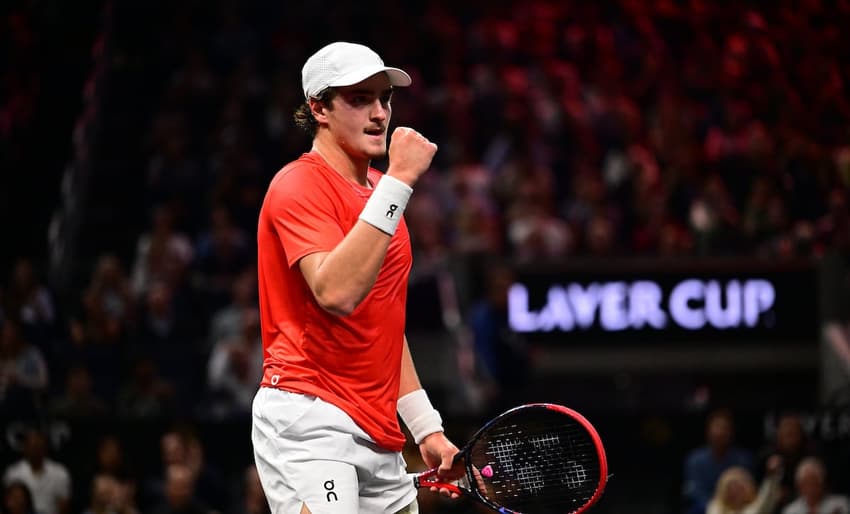 João Fonseca na vitória na estreia da Laver Cup (Divulgação)