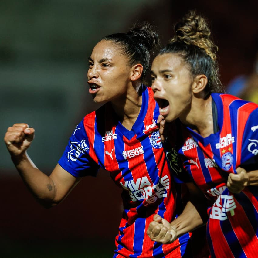 Jogadoras do Bahia comemoram gol sobre o Atlético-MG na Copa do Brasil Feminina (Foto: Rafael Rodrigues/EC Bahia)