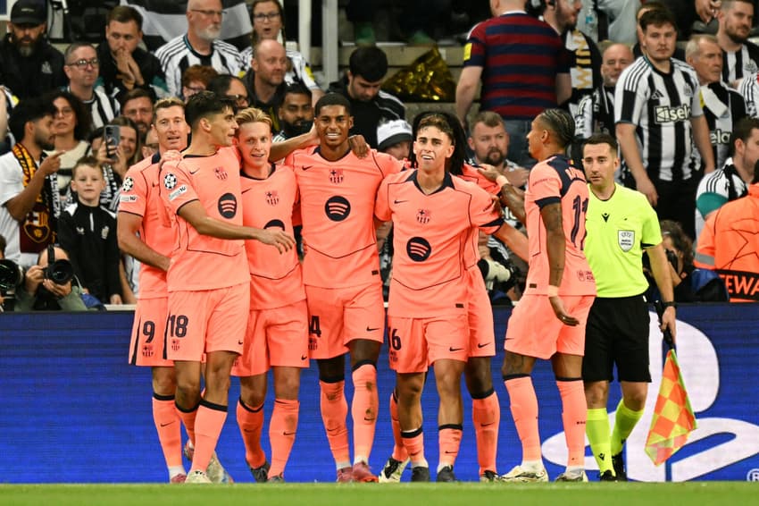 Com dois de Rashford, o Barcelona derrotou o Newcastle por 2 a 0, pela Champions League (Foto: Oli SCARFF / AFP)