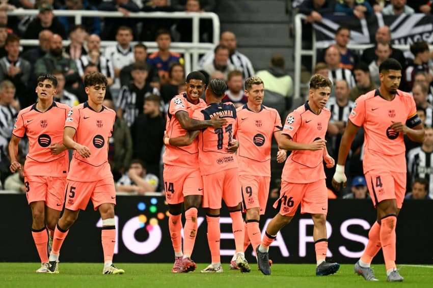 Com dois de Rashford, o Barcelona derrotou o Newcastle por 2 a 0, pela Champions League (Foto: Oli SCARFF / AFP)