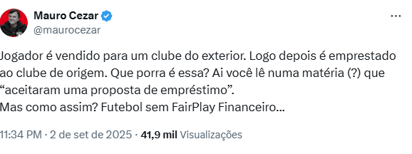 Mauro Cezar comentou a contratação do Botafogo, rival do Flamengo (Foto: Reprodução)