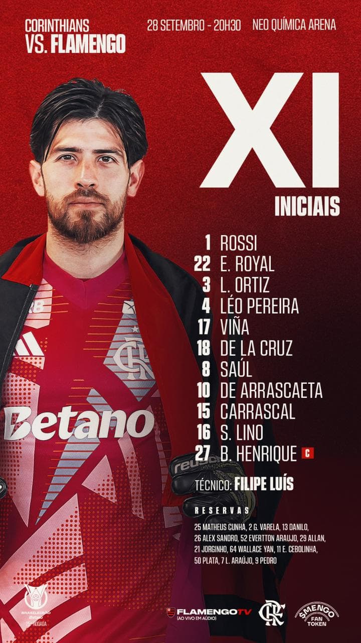 Escalação Flamengo Corinthians