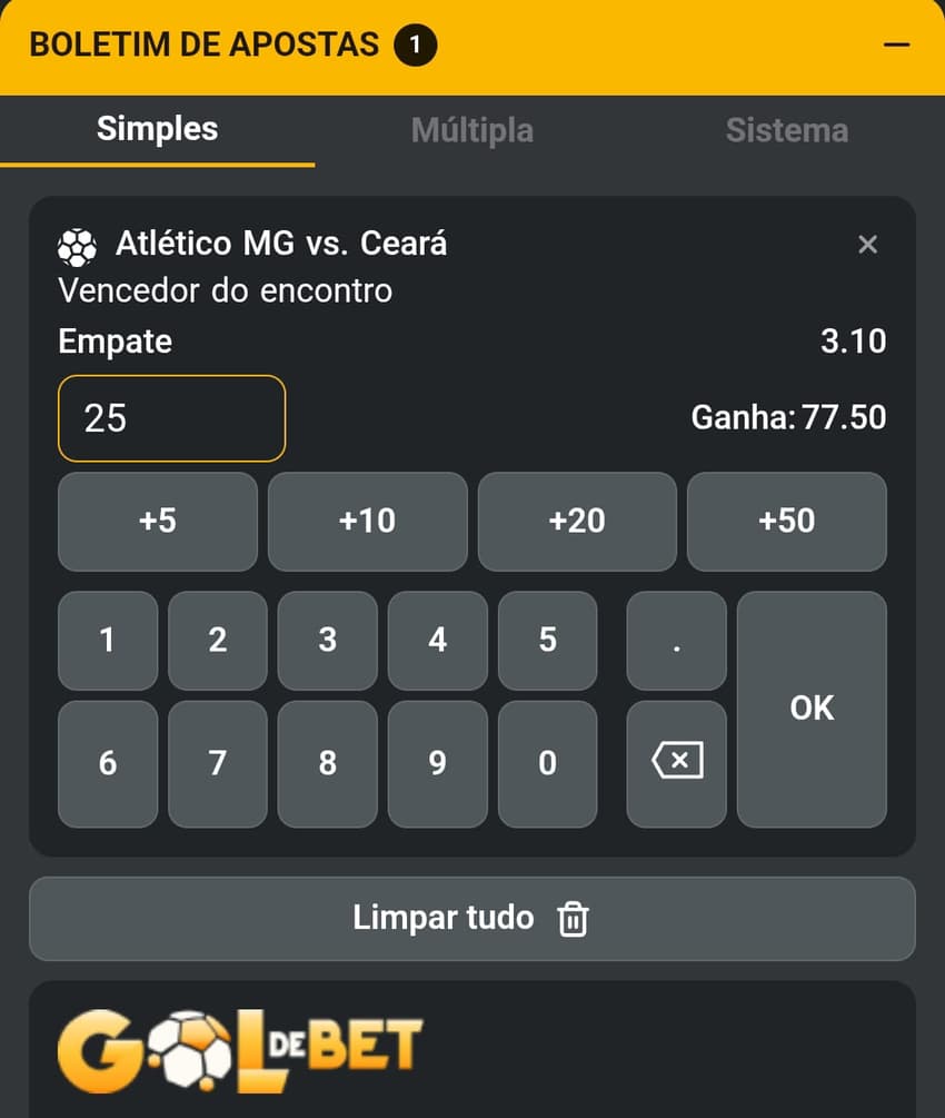Captura de tela com palpites esportivos no Brasileirão na casa de apostas com cash out Gol de Bet.