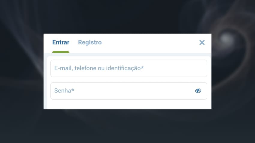 Captura de tela da página de login na casa de apostas 1xBet