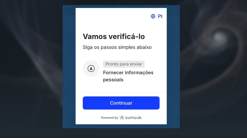 Captura de tela das etapas de verificação de identidade durante o 1xBet Cadastro