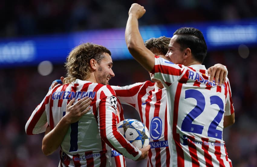 Griezmann marcou na vitória por 5 a 1 do Atlético de Madrid sobre o Frankfurt na Champions (Foto: Oscar DEL POZO / AFP)