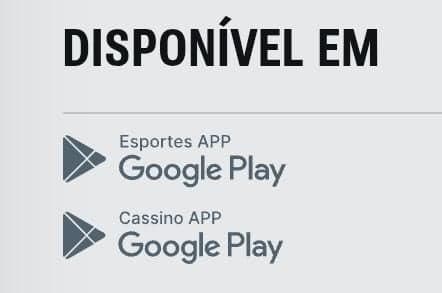 Captura de tela do rodapé da Superbet mobile com botões para download na Play Store do aplicativo de Cassino ou o de Esportes.