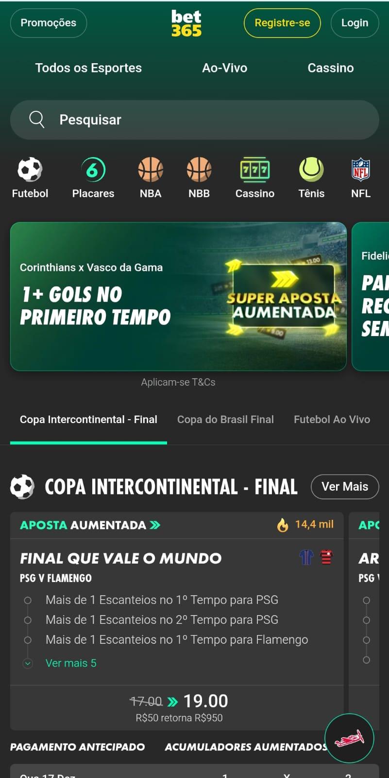 Captura de tela da página inicial da bet365 com jogos e ofertas em destaque.