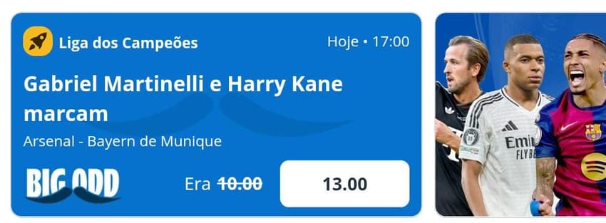 Captura de tela com Big Odd para esportes na Sportingbet