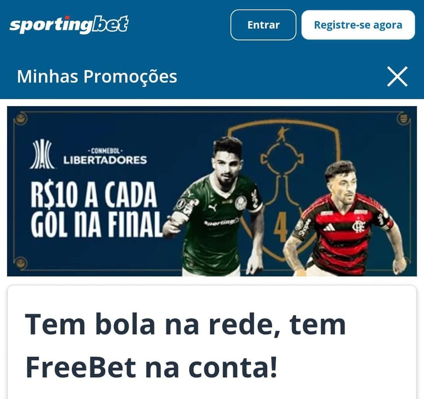 Captura de tela do bônus da Sportingbet