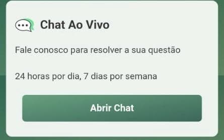 Botão para acionar o chat ao vivo bet365 no site
