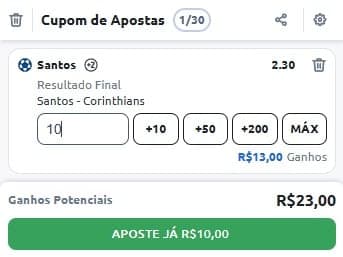 Captura de tela de como apostar no futebol brasileiro usando a Betano como exemplo