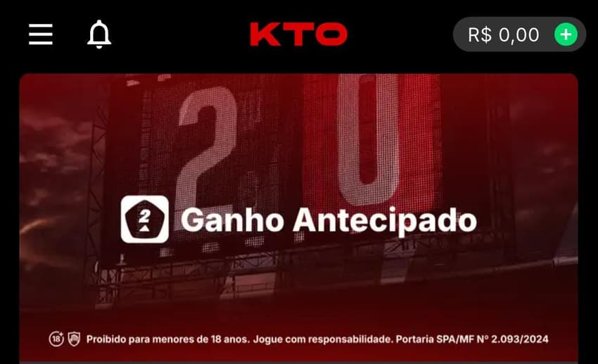 Captura de tela da promoção Ganho Antecipado KTO