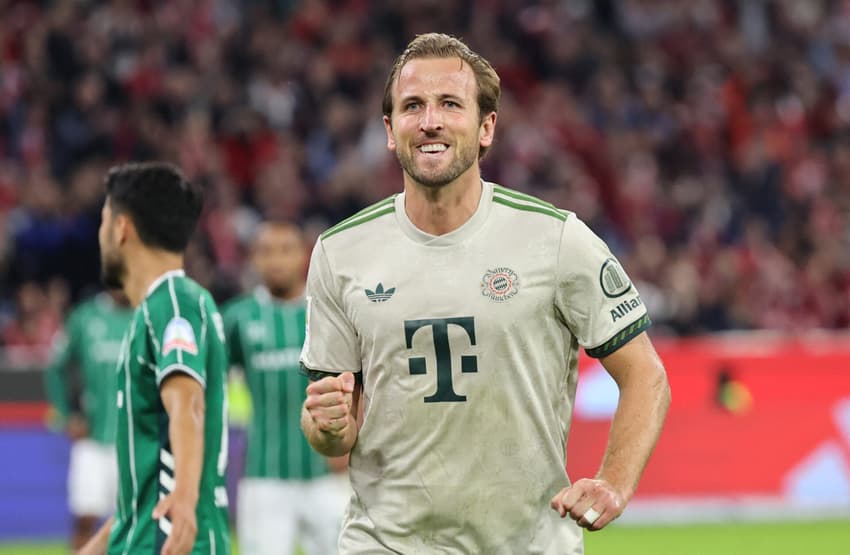 Harry Kane marcou o 100º gol com a camisa do Bayern de Munique (Foto: Alexandra BEIER / AFP)