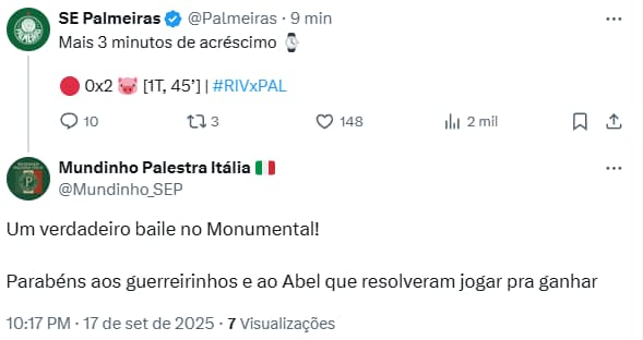 Torcedor do Palmeiras vibra com primeiro tempo contra o River Plate (Foto: Reprodução)