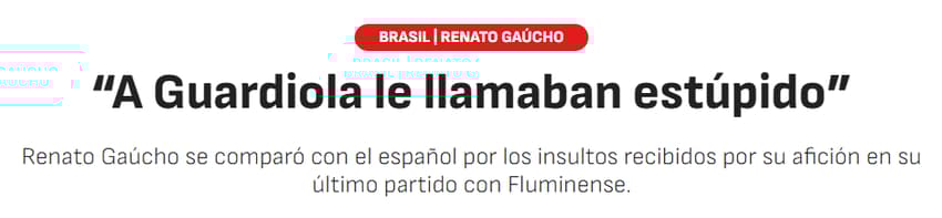 Jornal "As" sobre fala de Renato Gaúcho sobre Guardiola (Foto: Reprodução/As)