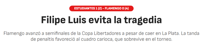 Jornal"As" sobre a partida entre Estudiantes e Flamengo (Foto: Reprodução/As)