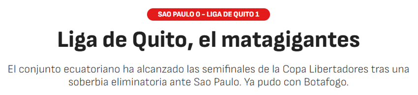 Jornal "As" sobre a LDU na Libertadores de 2025 (Foto: Reprodução)