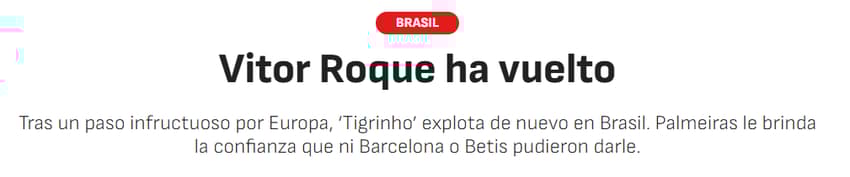 Jornal "As" sobre a fase de Vitor Roque no Palmeiras (Foto: Reprodução/As)