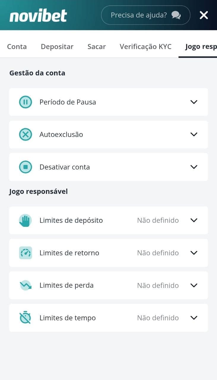 Ferramentas de Jogo Responsável na Novibet