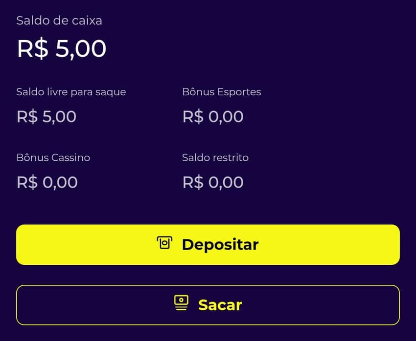 Captura de tela da &quot;carteira&quot; da casa de apostas Multibet