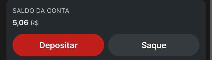 Captura de tela do saldo da conta Superbet