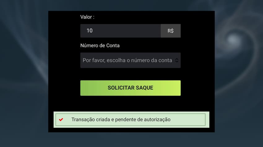 Captura da tela de saque na F12 Bet