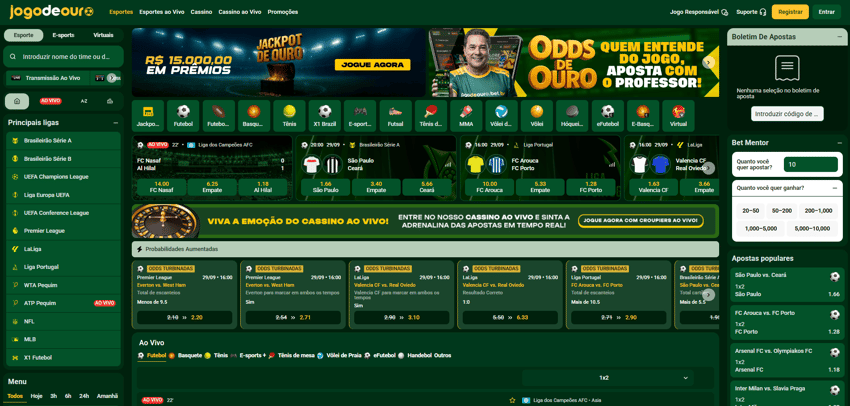 A Jogo de Ouro conta com uma plataforma segura para suas bets | Crédito: Reprodução / Jogo de Ouro